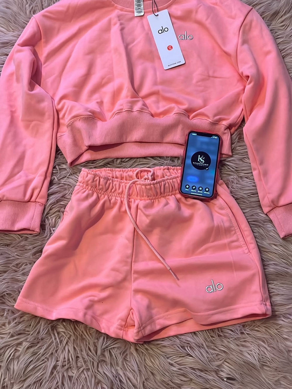 ALO Yoga Women's Pink Athletic Drawstring Shorts